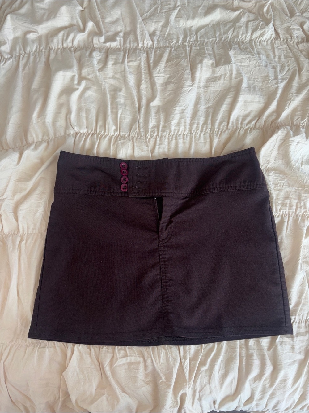 Jolt Brown Mini Skirt with Decorative Buttons